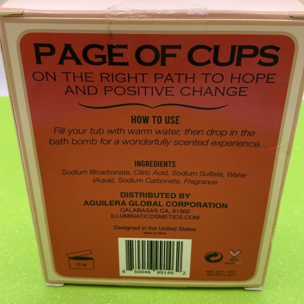 Illuminati Tarot Card Orange Scented Page of Cups Bath Bomb
